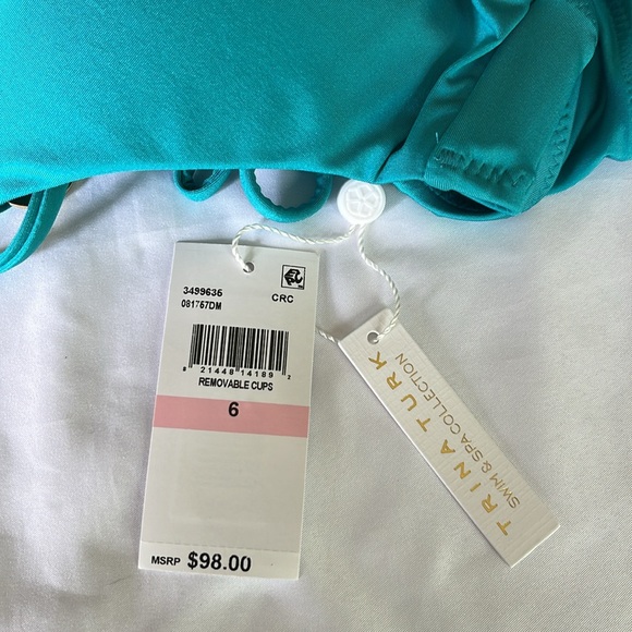 Trina Turk Monaco Ring Halter Swim Top in Ceramic Blue Turquoise NWT - Picture 9 of 12